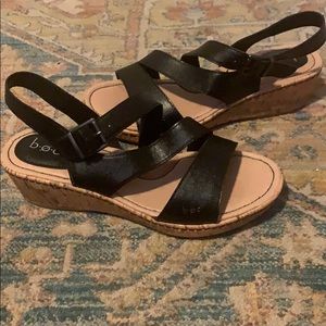 Black strappy wedges sandals